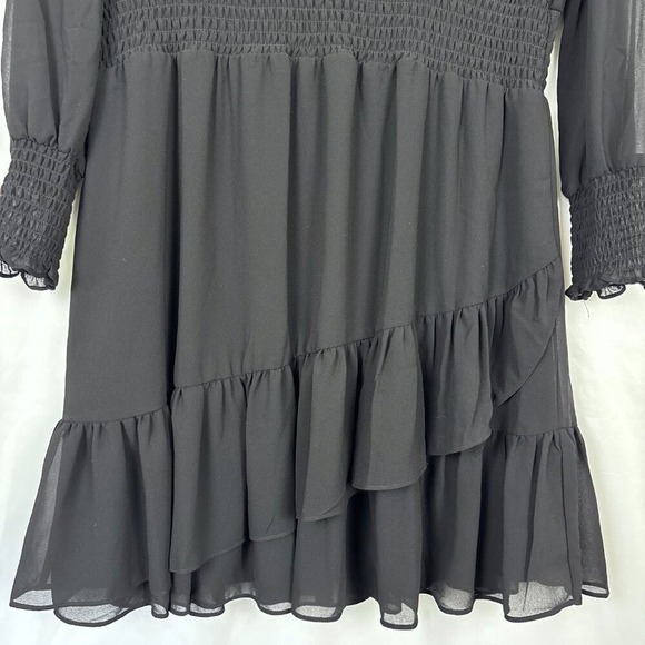 MICHAEL Michael Kors‎ Dress Women's Large Black Ruffled Faux Wrap Mini - Picture 5 of 16